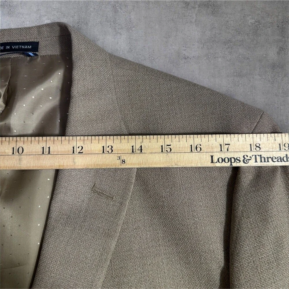TOMMY HILFIGER Men’s Blazer Sport Coat 2-Button Jacket 44R Tan Beige Wool Blend